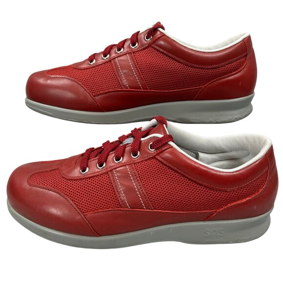 SAS FT Ruby Red Mesh Leather Comfort Walking Sneaker Shoes Size 9.5 - Picture 1 of 14